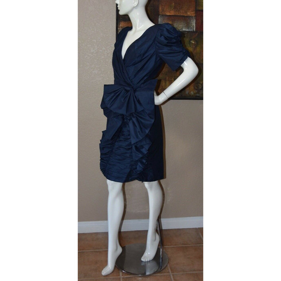 Amen Wardy Designer Vintage Satin Cocktail Party Dress - Picture 5 of 8